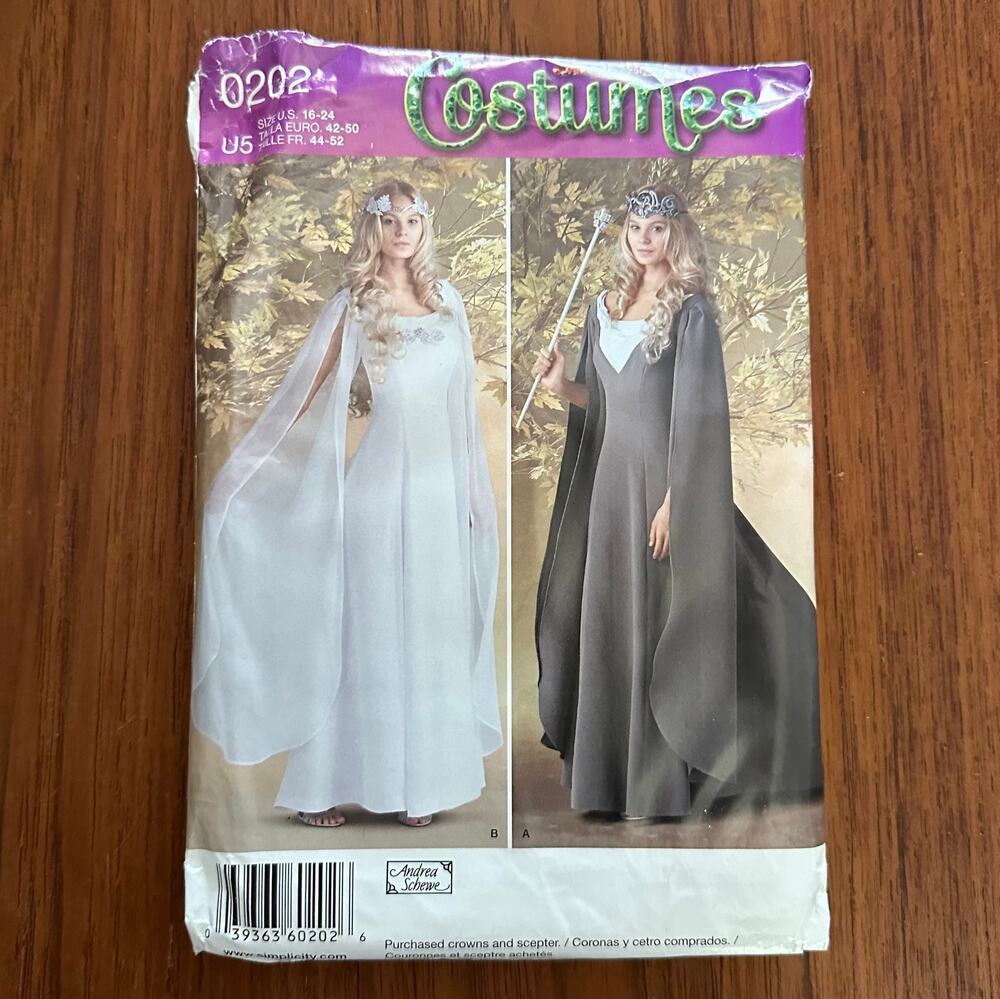 UNCUT Simplicity Costumes 0202 Size 16-24 Gown